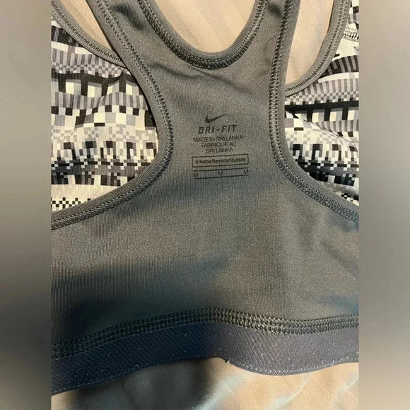 Nike Grey Sports Bra Aztec Pattern Nike Pro DriFit - Picture 4 of 4